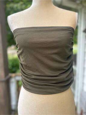 Fashion Nova Olive Strapless Ruched Tube Top